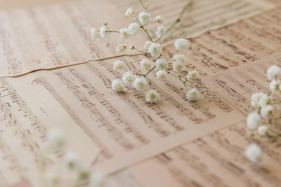 Vintage Sheet Music with Baby's Breath
